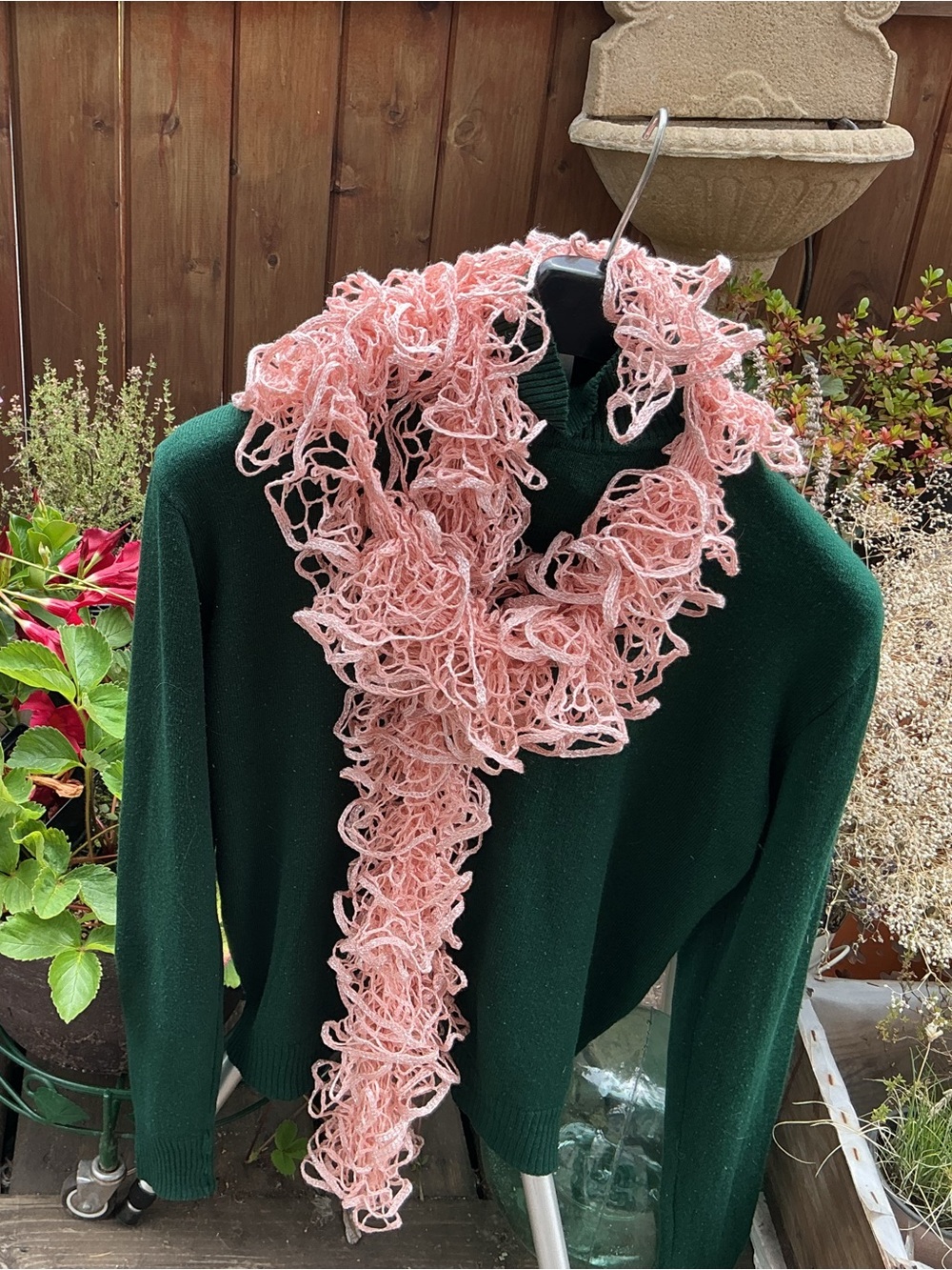 Handmade Pink Ruffle Scarf